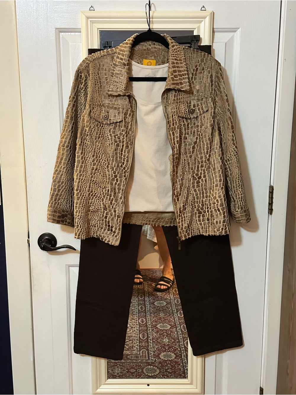 Ruby Rd. Crocodile-Print Zip Front Utility Jacket — Brown Tones - Picture 12 of 12